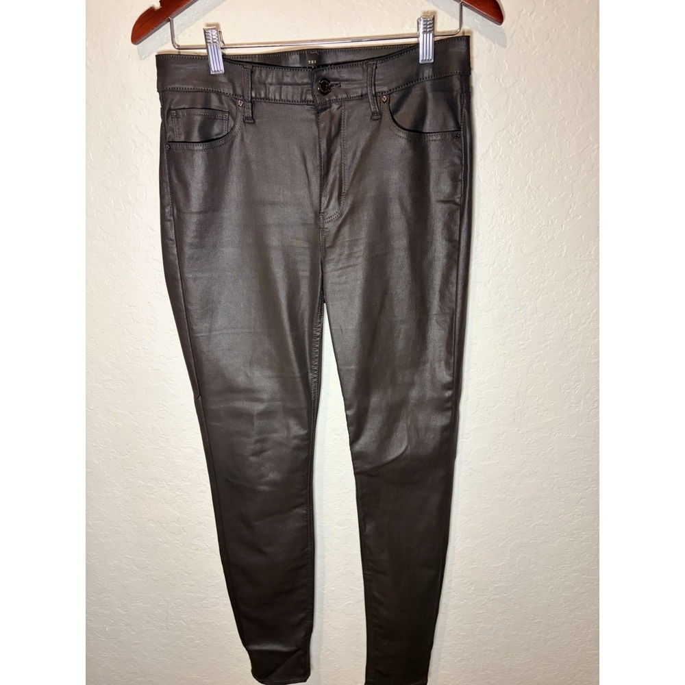 White House Black Market Coated High Rise Skinny Pant Sz 4R Brown